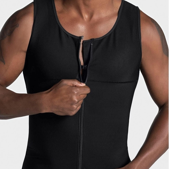 Men's Black Zip-Up Tank Top - Picture 3 of 8